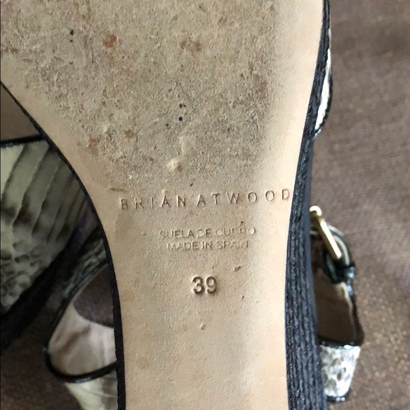 Brian Atwood Embossed Leather Platform Sandals. - Picture 3 of 5